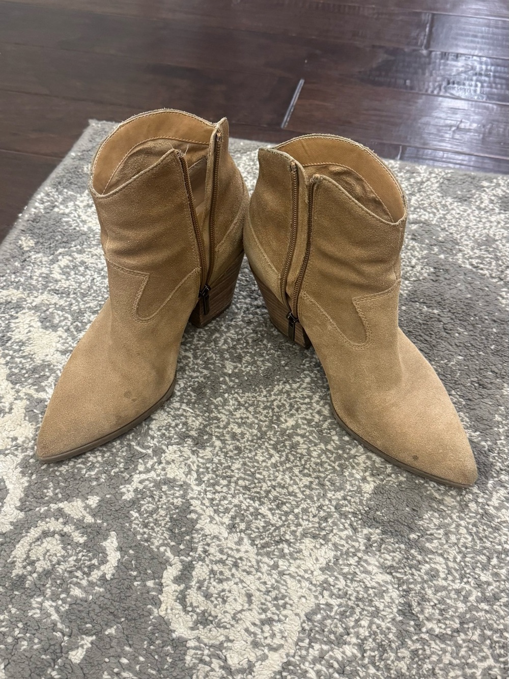 Lucky Brand Tan Suede Pointed Toe Ankle Booties